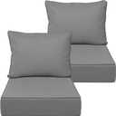 24X24-2set,Outdoor Chair Cushions, 30D High-Density Foam Patio Chair Cushions, Water-Resistant UV 2000H Color Fastness Outdoor Seat Cushions for Patio Furniture Sofa, Light Gray