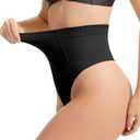 KSKshape Tummy Control Shapewear for Women Seamless Thong Panties Body Shaper Underwear (Black, L)