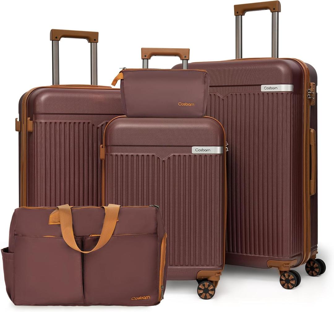 Cosbarn Luggage Sets 5Pcs Suitcases with Wheels,Large Suitcase,20"/24"/28"