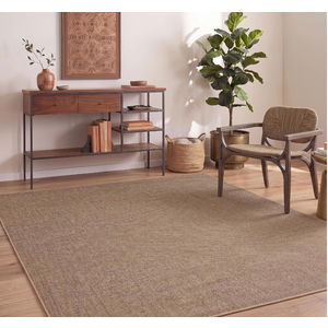 GarveeHome Easy Jute Rug 8x10 Washable Non Slip Solid Brown Living Room Rugs