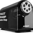 AFMAT Electric Pencil Sharpener for Classroom, 6 Holes, Heavy Duty Pencil Sharpeners for Home, Pencil Sharpener Plug in for 6-11mm Pencils, Auto Stop, Super Fast, Save Pencils, PSX2 (Black)