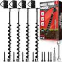[Premium] 24" Full Spiral Blade Mobile Home Anchor, 4 Pack Ground Anchor Screw in with L-shaped Brackets, U-bolts, Power Nut Driver,Earth Anchors High Wind Heavy Duty for Camping Tents, Swing Sets