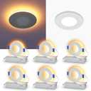 CycevSun 3 Inch LED Recessed Lights with Night Light, Dimmable & 5CCT Selectable Canless Outdoor Soffit, Downlight Wafer Pot Light, 6W, ETL, IC Rated, 6 Pack