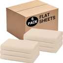 Bulk Twin Flat Sheets Only, 6 Pack Quick Sort Top Bed Sheet, Color-Coded Label Threads, Wrinkle-Free Shrinkage Durable Microfiber Hotel Motel Airb&bs Essentials for Hosts (66"x96",Beige)
