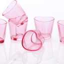 Heart Shot Glasses Set, Pink Shot Glass Cute For Bar Cart Accessories 1.5oz (6, Pink)