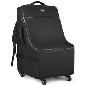 YOREPEK Padded Car Seat Travel Bag for Airplane with Wheels, Heavy Duty Carseat Bags for Air Travel, Rolling Airport Gate Check Bag, Travel Car Seat Backpack with Extra Storage for Baby Travel Essentials