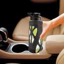 24 oz Glass Water Bottles with Silicone Sleeve and Flip Lid - Borosilicate Glass, Leakproof, BPA-Free, Perfect for Coffee, Tea and Water (Deep Black)