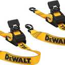 DEWALT DXBC9002 Black/Yellow 2 x 10 Auto Retractable Ratchet Straps - 1,100 lb Safe Working Load / 3,300 lb Break Strength, 2 Pack