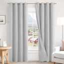BGment Light Grey Blackout Curtains for Living Room 84 Inch Long - Linen Textured Thermal Insulated Total Sun Blocking Bronze Grommet Window Drapes for Farmhouse, 2 Panels, 52 x 84 Inch, Silver Grey
