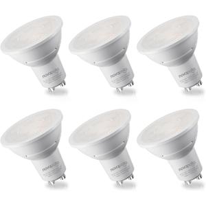 GU10 LED Bulb, Dimmable 3000K Warm White 500 Lumens, 5.5W GU10 Bulb 40 Flood Beam Replacement for Recessed Track Lighting, Two Prong Light Bulb for Range Hood, Kitchen, Living Room, 6 Pack