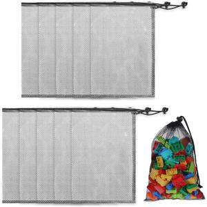 10PCS Small Mesh Bags Drawstring 8X2 In Multi-purpose Nylon Jewelry Bags Drawstring, Cord Lock Closure, Laundry Net Bag for Laundry Gym Beach and Travel, Set of Small Gym Net Bag for Sports Equipment