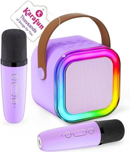 IROO Mini Karaoke Machine for Kids, 2026 TOP Toys Birthday Gifts Ideas for Girls Ages 4, 5, 6, 7, 8, 9, 10, 12+ Years Old, Portable MP3 Player with 2 Wireless Mics for Party