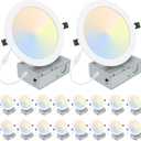 8 Inch Recessed LED Light: 18 Packs Ultra Thin LED Recessed Lighting with Junction Box, 3000K/4500K/6000K Selectable, 2700K-5000K, High Brightness 1800LM Dimmable Canless LED Downlight