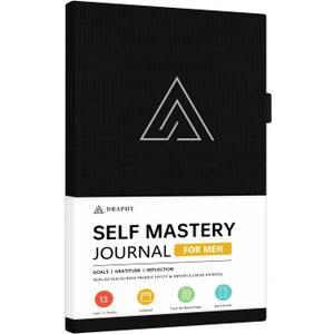 Self-Mastery Journal for Men - Gratitude and Productivity Journal for More Happiness, Positivity, Growth, Mindfulness, Self Care and Reflection - Guided Inspirational Journals for Men & Women (Black)