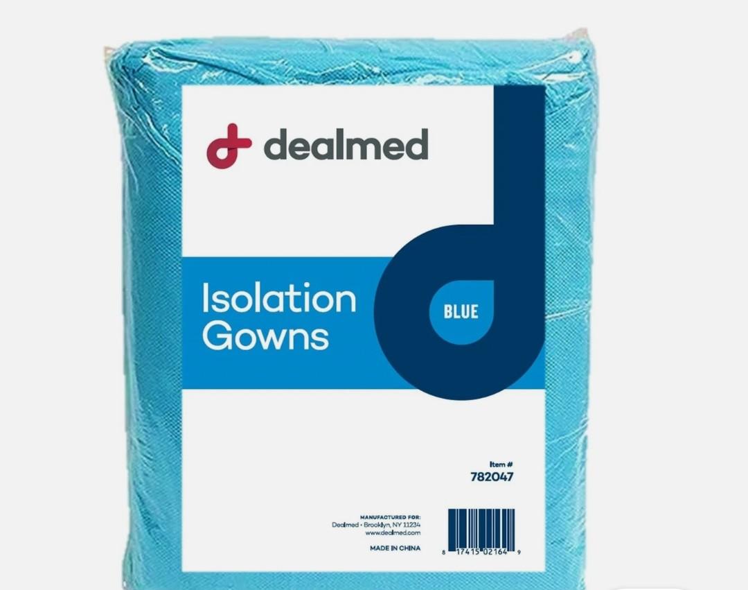 Dealmed Blue Isolation Gown – Disposable Medical Gowns, Latex-Free, Perfect for Hospitals, Medical Facilities, and Physicians’ Offices (Case of 50)