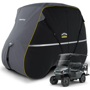 Golf Cart Cover 420D Waterproof Innovative 360 Windproof Design, Fits for Club Car, EZgo, Yamaha, and More 4/6 Passenger Golf Cart - Black/Gray