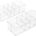 iDesign Divided Bathroom Vanity Organizer, 7.5" x 5.5 x 3.75, Set of 2Clear