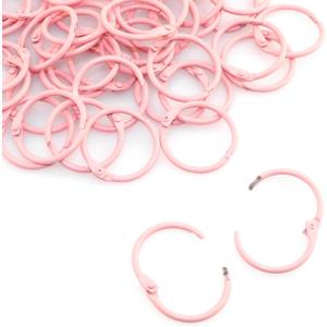 50pcs 1" Book Ring Metal Loose Leaf Ring,Book Binder Hinged Buckle Rings Scrapbook Sketchbook Craft Photo Album DIY Binding Ring 25mm(Pink)