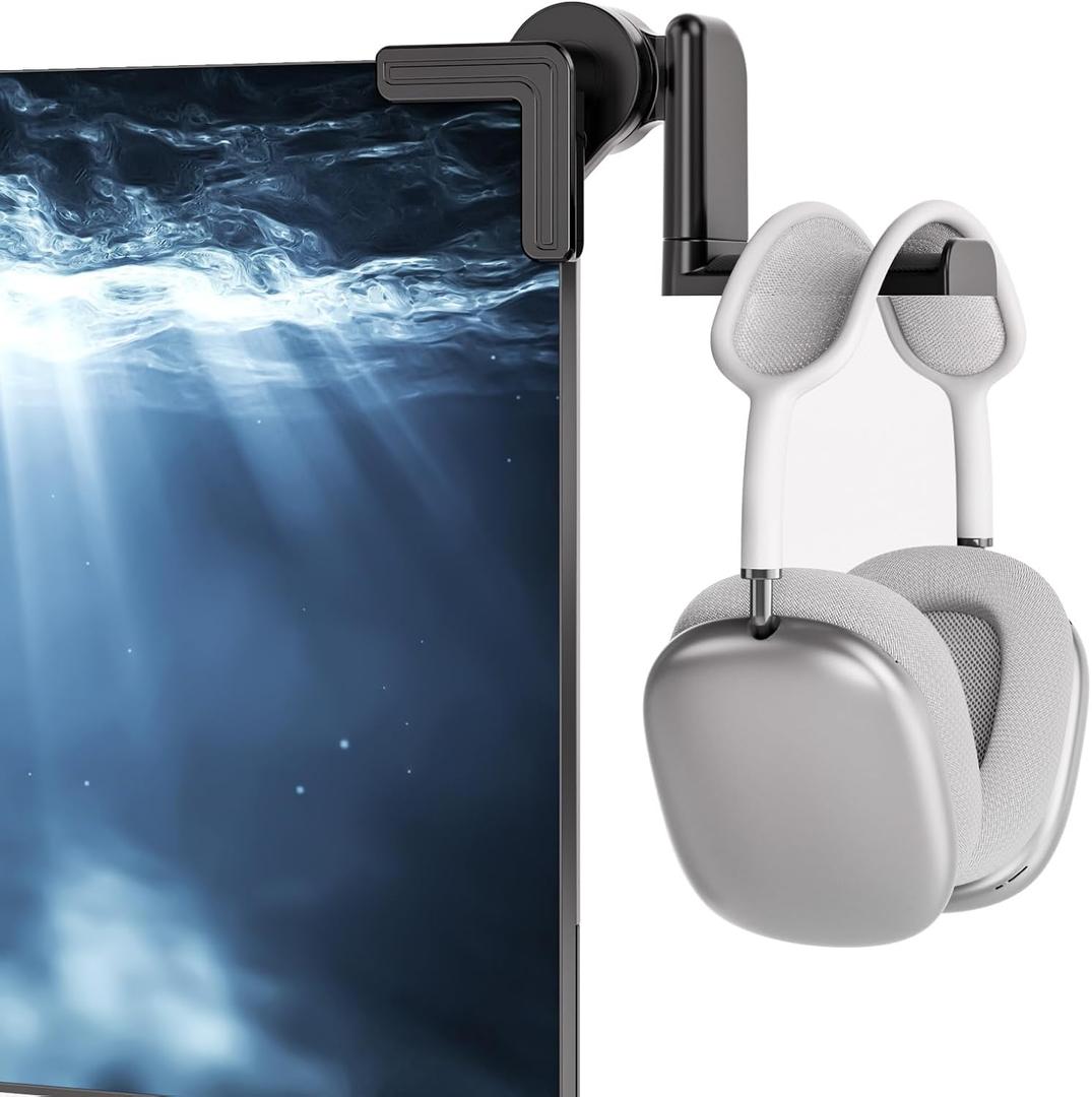 KDD Headset Stand for Monitor - Adjustable Headphone Holder with 360 Degree Rotation - Headphone Hanger for Desk - Sturdy and Space-Saving Design Cubical Accessories for Work