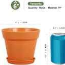 Meowell 6 inch Plastic Nursery Pots, 16 Pack Plant Pots for Indoor Outdoor Plants, Flower Pots with Drainage Holes and Saucers, Decorative Seedling Starter Planters for House Plants, Terracotta