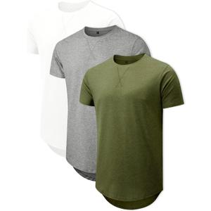 Comdecevis Mens Short Sleeve T-Shirts Crewneck Curved Hem Cotton Tees Hipster Hip Hop Longline Shirts (M)