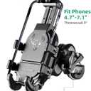 ROCKBROS Aluminum Motorcycle Bike Phone Mount with Vibration Dampener for 4.7''-7.1'' Phones, Universal Handlebar Compatible with iPhone 16/15/14/13 Pro Max