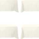 BRILLMAX 4 Pack Ivory Tablecloths for 6 Foot Rectangle Tables 90 x 132 Inch - 6ft Rectangular Bulk Linen Polyester Fabric Washable Cloth Cover for Wedding Reception Banquet Birthday Party