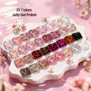 JODSONE 36Pcs Jelly Gel Nail Polish Kit with 4 Functional Gel for All Seasons