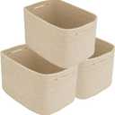 Rope storage Basket Bins Woven Basket for Organizing Shelves Rectangle Decorative Baskets For storage Clothes Toys Books Towels Square Wicker Nursery Basket Organizer 3 Pack Oatmeal