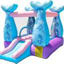 Doctor Dolphin Bounce House Inflatable Mermaid Bouncy Castle House with Air Blower for Kids Party