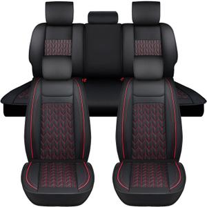 Nilight Car Seat Covers Custom Fit 2009-2024 Ram 1500 and 2010-2024 2500 3500 Crew Cabs Mega Cab Waterproof Leather Cushion for Pickup Truck (Full Set, 2 Front and 3 Rear Seats)