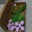 Purple Faux Tulips Real Touch (20 Pcs) - 13.5 Inch Premium PU Artificial Flowers for Valentine's Day, Spring & Easter Home Decor, Wedding Bouquet