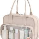 Toiletry Bag with Clear Window,Lightweight Travel Makeup Organizer with Handle,Ita Bag Style for Cosmetics & Pins
