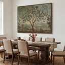 Oversized Framed Vintage Chinoiserie Landscape Living Room Wall Art, 72x48, 70"L x 47"W