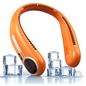 Portable Neck Fan, Personal Wearable Bladeless Fan, 6000mAh USB Rechargeable, 360° Cooling, LED Display, 4-Speeds, Hands Free Fan for Outdoor Indoor, Birthday Gifts for Men Women Dad Mom (Orange)