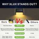 XLUX Solar Lights for Steps Decks Pathway Yard Stairs Fences, LED lamp, Rainproof, Black Metal Housing, 2 Pack(Warm Light)