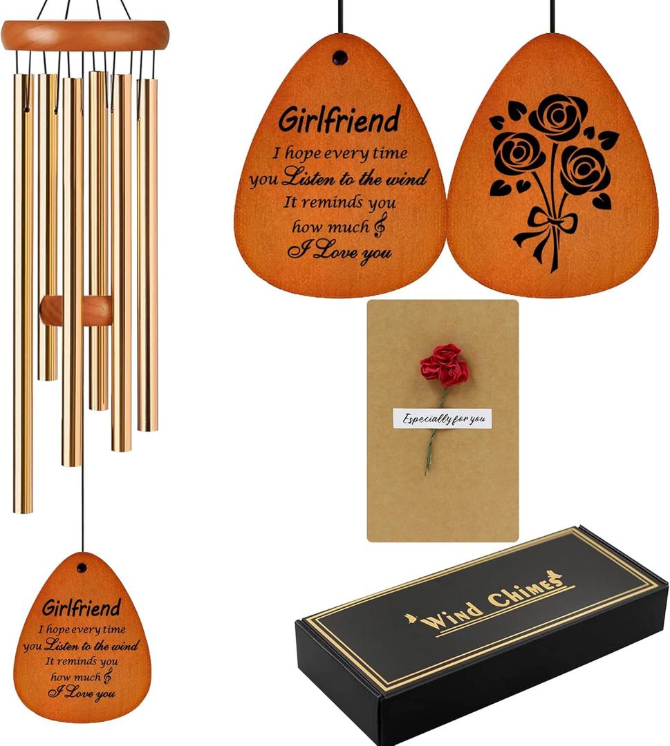 Gifts for Girlfriend - I Love You Gifts for Her, Girlfriend Gift for Women, Anniversary, Christmas, Birthday, Valentines Day Gift for Her - Wind Chimes 28Inch