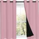 NICETOWN 100% Blackout Short Curtains with Black Liners, 2 Panels, 37" W by 40" L, Crystal Pink, Thermal Insulated Full Blackout 2-Layer Lined Drapes, Energy Efficiency Window Draperies for Bedroom