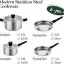 Meythway Stainless Steel Pots and Pans Set Non Toxic, 6PCs Kitchen Cookware Sets with Stay-Cool Handles, Dishwasher Safe&Compatible with All Stovetops(Gas,Electric&Induction)