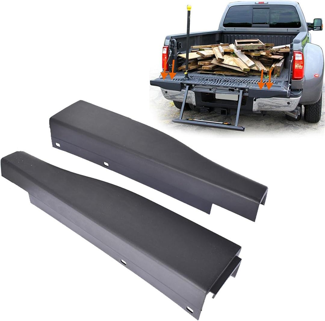 Left & Right Side Flex Step Tailgate Molding Trim Cap Rear Replacement for 2010-2016 F250 F350 8C3Z9941018AA 8C3Z9941019AA