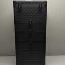 Yueieoun Nail Salon Cart with 4 Drawers,Rolling Makeup Train Case for Beauty,Cosmetology Case on Wheels Trolley Cart,Lockable Organizer Travel Case for Manicure/Face Painting/Hairstylist, Black