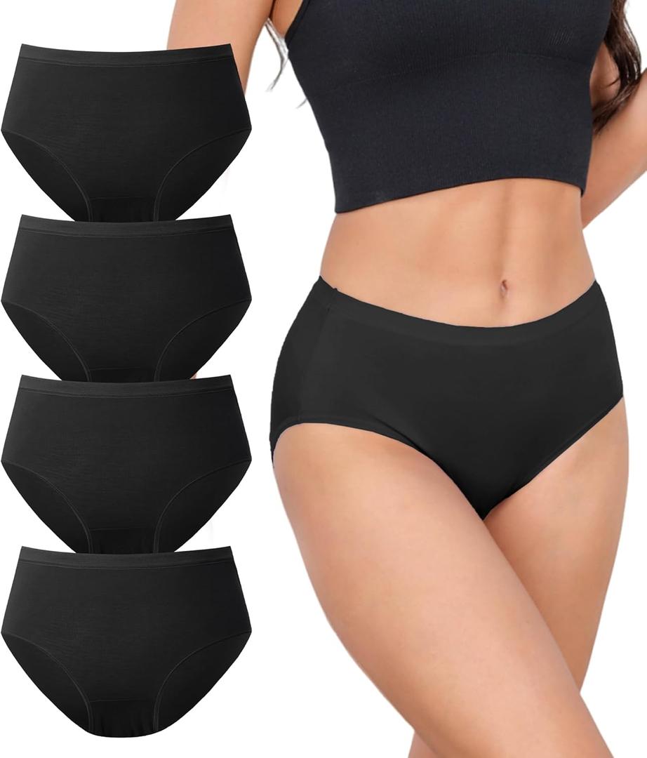 DAVID ARCHY Womens Underwear, Bamboo Rayon Women's Briefs - Moisture Wicking Panties, Soft & Breathable, 6 Pack (Large, Black)