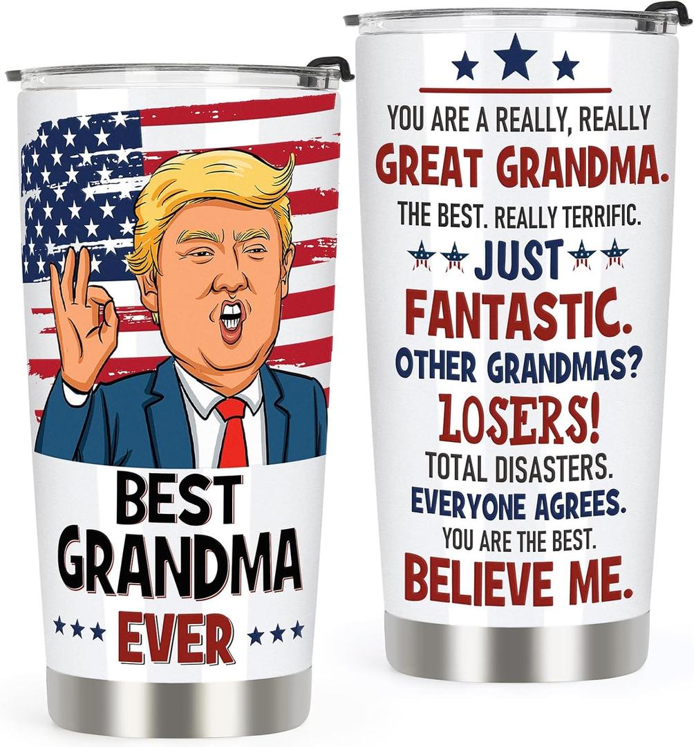 Gifts for Grandma from Granddaughter Grandson Grandchildren - Best Grandma Ever Birthday Gifts, Presents for Great Grandmother, 20 OZ Stainless Steel Insulated Travel Coffee Tumbler Cup