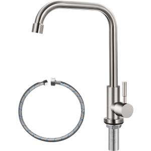 Cold Only Water Faucet Single Hole Kitchen Sink Faucet SUS304 Stainless Steel Brushed Nickel