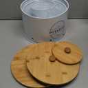 Canister Sets for Kitchen Counter with Wooden Bamboo Lids, Kitchen Canisters for Countertop, Stackable Steel Farmhouse Canisters for Potato Storage, Onion and Potato Storage Bins - White