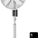HOLMES 16" Chrome Digital Stand Fan, 75 Oscillation, 3 Speeds, 4 Blades, 3 Modes, Adjustable Height, 18 Head Tilt, Ideal for Home, Bedroom or Office, Remote Control