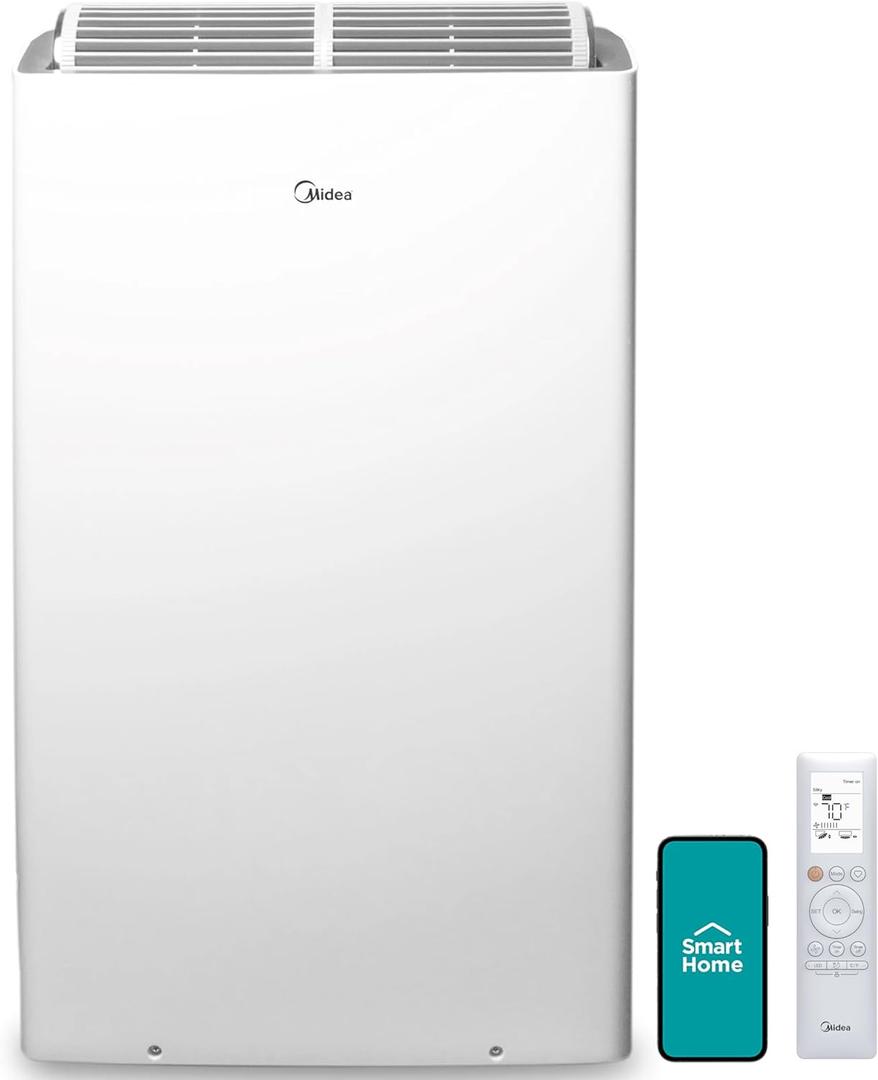 Midea Duo 14,000 BTU(12,000 BTU SACC) High Efficiency Inverter, Quiet Portable Air Conditioner, Cools up to 550 Sq.Ft., Works with Alexa/Google Assistant, Includes Remote Control&Window Kit (White)