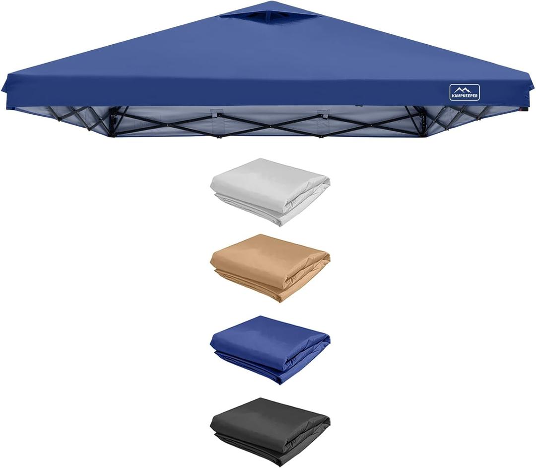 KAMPKEEPER Replacement Top Pop Up Canopy Tent Cover Roof with Air Vent and Adjustable Elastic Strap, Polyester UV Waterproof for Outdoor Garden Patio Sun Shade(Top Only) (Navy Blue, 8x8FT)
