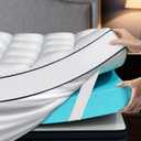 Dual Layer 4 Inch Memory Foam Mattress Topper Queen Size, 2" Cooling Gel Memory Foam & 2" Pillow Top Bed Topper, CertiPUR-US Mattress Cover for Pressure Relief, 21" Deep Pocket, White