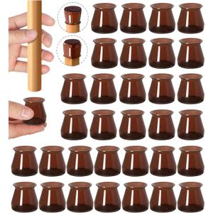 32pcs Brown Chair Leg Floor Protectors,Bar stools Leg Protectors Caps,Dining Room Chair Leg Protectors for Hardwood Floors, Chair Leg Covers Silicone Felt Furniture Pads (Small fit: 0.9'' - 1.29'') (Universal Small, Brown-32pcs)